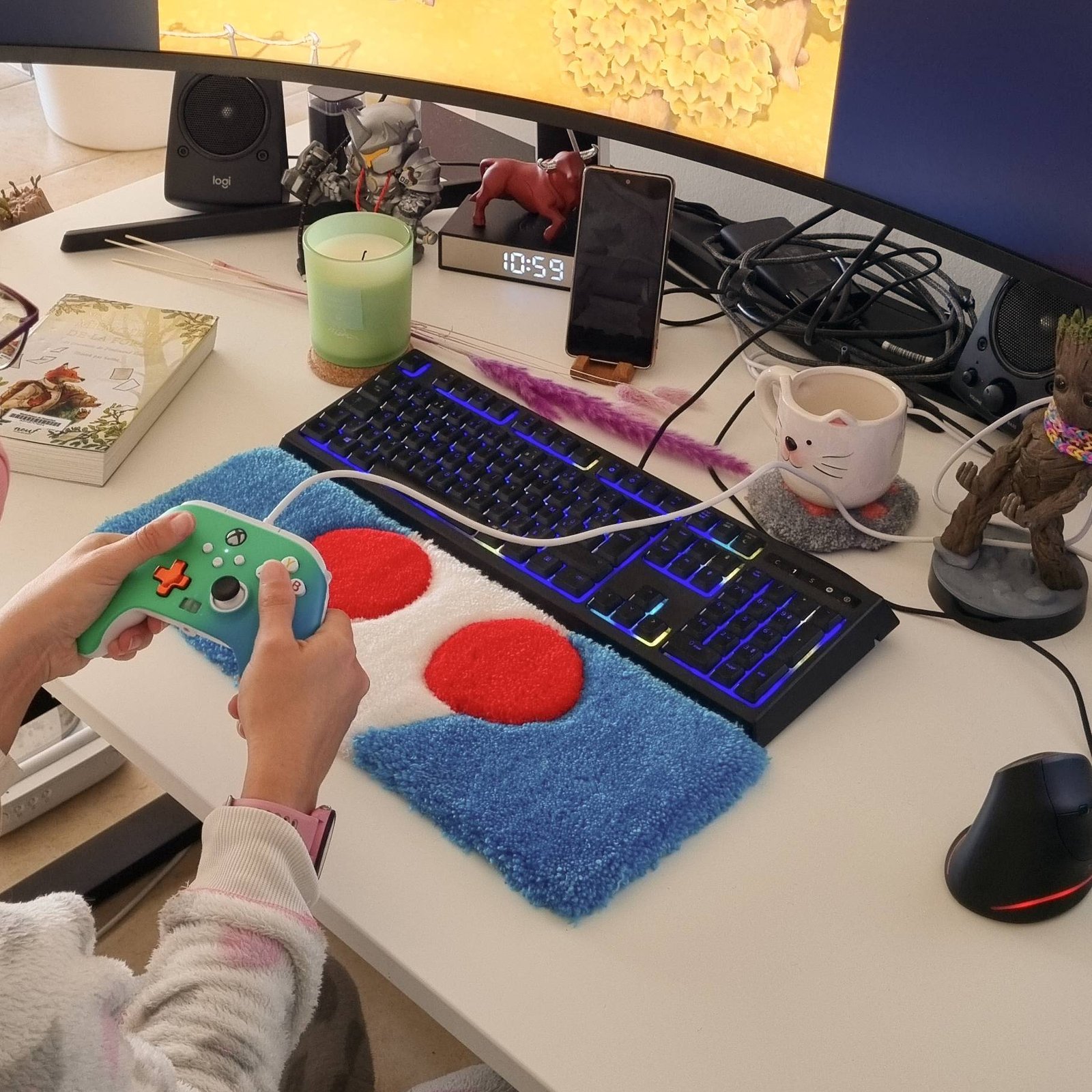 Tapis repose poignet clavier Pikmin Blanc